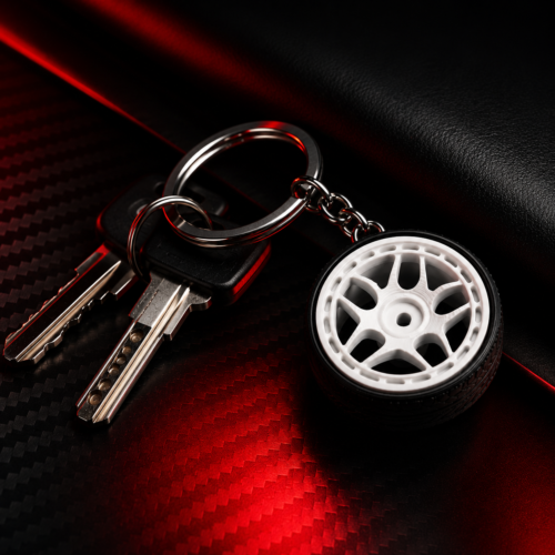 llavero llanta de coche deportiva 3.5 cm – diseño multi radio realista | accesorio tuning para llaves
