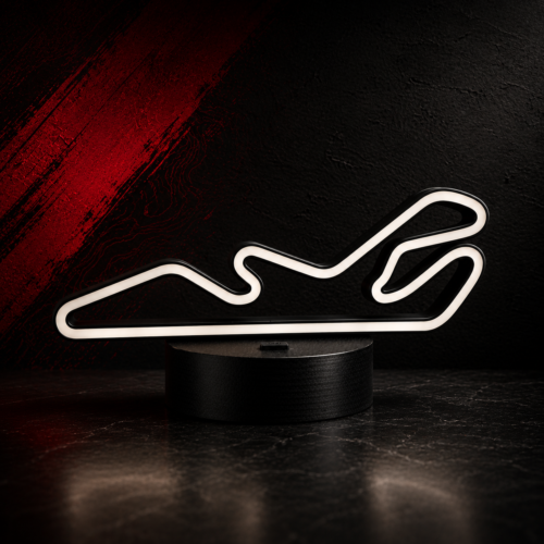 lámpara circuito del jarama led roja – decoración automovilismo | luz ambiente motorsport | usb c o pila