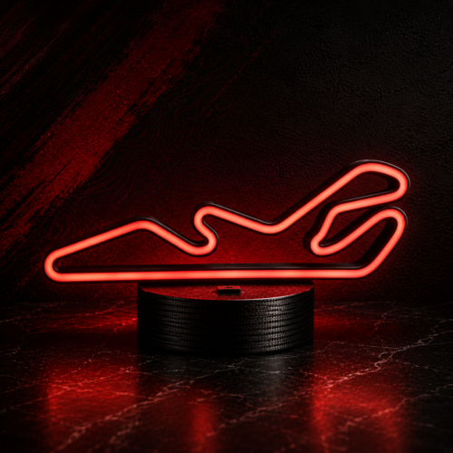 lámpara circuito del jarama led roja – decoración automovilismo | luz ambiente motorsport | usb c o pila