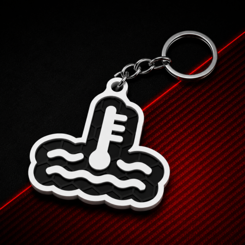 llavero batería racing negro y blanco para amantes del motor