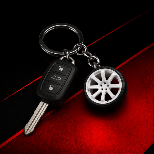 llavero llanta de coche tuning 3.5 cm – diseño multi radio realista | accesorio tuning para llaves