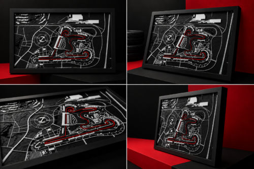 cuadro 3d nürburgring nordschleife con marco | decoración racing y motorsport