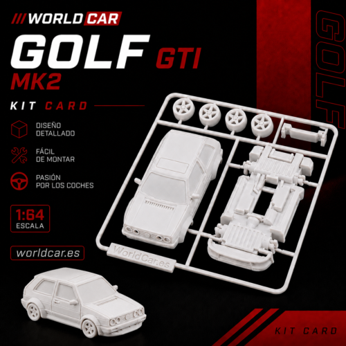 kit card coche deportivo estilo golf gti mk2 – maqueta 3d coleccionable