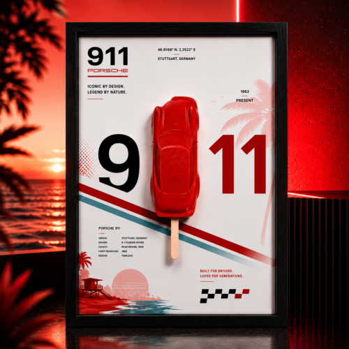 cuadro decorativo deportivo estilo 911 sunset edition a4 – decoración racing premium
