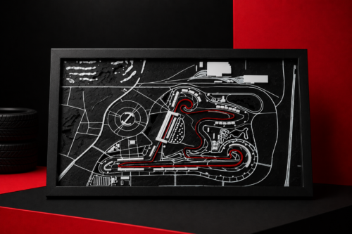 cuadro 3d nürburgring nordschleife con marco | decoración racing y motorsport