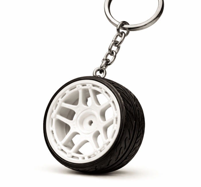 llavero llanta de coche deportiva 3.5 cm – diseño multi radio realista | accesorio tuning para llaves